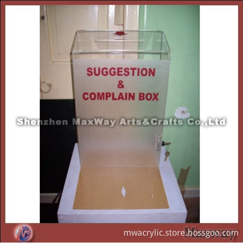 Vertical Cube Countertop Acrylic Ballot/Complain/Suggestion Box with Locking Case